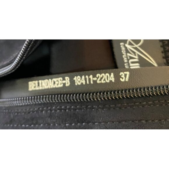 Azura Black Suede Ankle Boots With Gold Studs & Patent Toe Size 37 - Picture 8 of 12